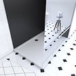 AURLANE - Pack Douche a l'Italienne 90x120 - Kit Panneaux Muraux Noir/Chrome + Receveur + Paroi Miroir 8 mm - vignette