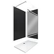 AURLANE - Pack Douche a l'Italienne 90x120 - Kit Panneaux Muraux Noir/Chrome + Receveur + Paroi Miroir 8 mm - vignette
