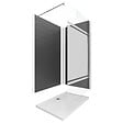 AURLANE - Ensemble complet douche à l'Italiennne avec Receveur 90x90 + Paroi Miroir + Panneaux muraux Ardoise - vignette