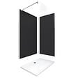 AURLANE - Pack Douche a l'Italienne 90x120 - Kit Panneaux Muraux Noir/Chrome + Receveur + Paroi 8 mm - vignette