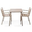 OVIALA - Ensemble table de jardin bistrot et 2 fauteuils acier taupe - Palavas - vignette