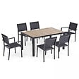 OVIALA - Ensemble table de jardin et 6 chaises en aluminium et céramique bois - Tivoli - vignette