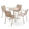 OVIALA - Ensemble table de jardin et 4 fauteuils métal taupe - Palavas - vignette