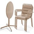 OVIALA - Ensemble table de jardin et 4 fauteuils métal taupe - Palavas - vignette