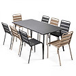 OVIALA - Ensemble table de jardin et 8 chaises en métal gris et taupe - Palavas - vignette