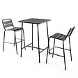 OVIALA - Ensemble table de bar et 2 chaises hautes en métal gris - Palavas - vignette
