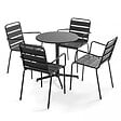 OVIALA - Ensemble table de jardin et 4 fauteuils métal gris - Palavas - vignette
