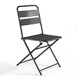 OVIALA - Ensemble table de jardin pliante et 2 chaises acier gris - Palavas - vignette