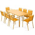 OVIALA - Ensemble table de jardin et 8 fauteuils en métal jaune - Palavas - vignette