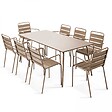 OVIALA - Ensemble table de jardin et 8 fauteuils en métal taupe  - Palavas - vignette