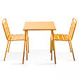OVIALA - Ensemble table de jardin carrée et 2 chaises acier jaune - Palavas - vignette