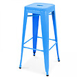 OVIALA - Lot de 4 tabourets de bar en acier bleu mat - Indus - vignette