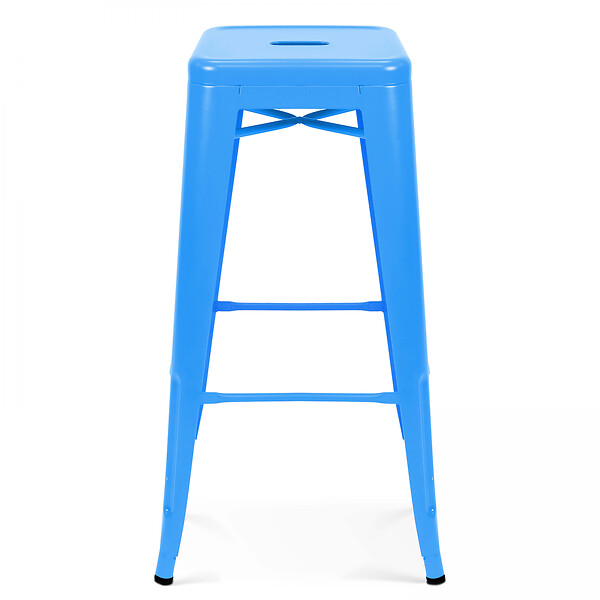OVIALA - Lot de 4 tabourets de bar en acier bleu mat - Indus - large
