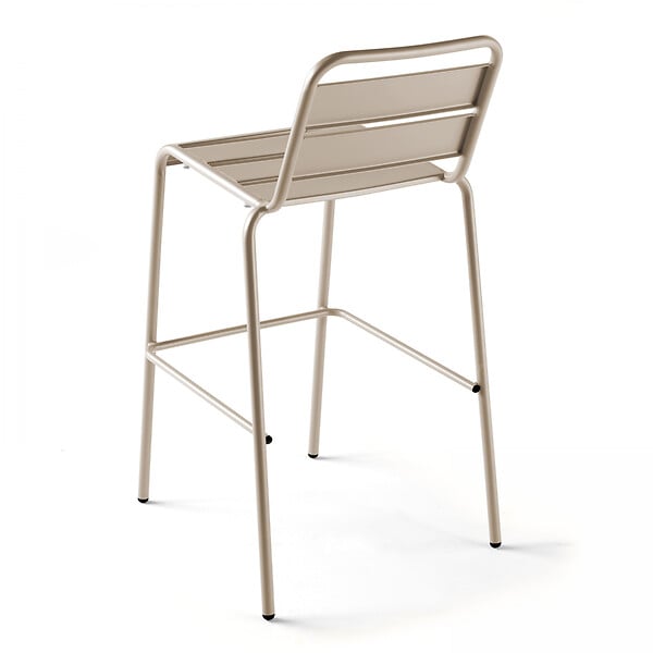 OVIALA - Chaise haute de jardin en métal taupe  - Palavas - large