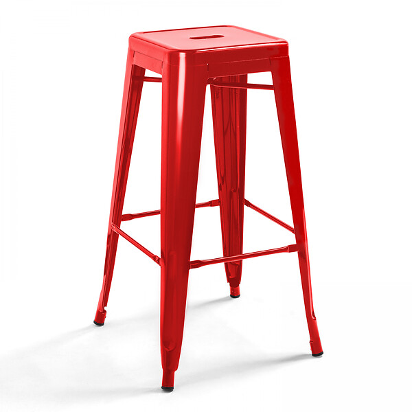 OVIALA - Lot de 4 tabourets de bar en acier rouge brillant - Indus - large