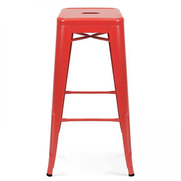 OVIALA - Lot de 4 tabourets de bar en acier rouge mat - Indus - large