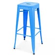OVIALA - Tabouret de bar en métal bleu mat - Indus - vignette