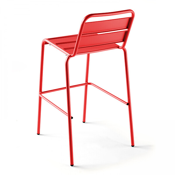 OVIALA - Chaise haute de jardin en métal rouge - Palavas - large