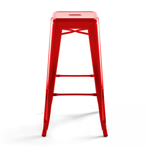 OVIALA - Tabouret de bar en métal brillant rouge - Indus - large
