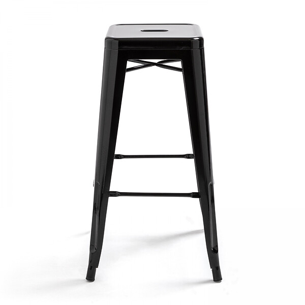 OVIALA - Tabouret de bar en métal brillant noir - Indus - large