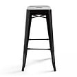 OVIALA - Tabouret de bar en métal brillant noir - Indus - vignette
