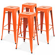 OVIALA - Lot de 4 tabourets de bar en acier orange mat - Indus - vignette