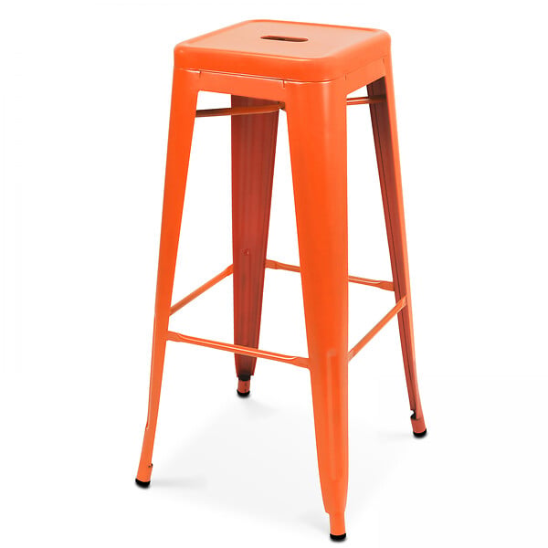 OVIALA - Lot de 4 tabourets de bar en acier orange mat - Indus - large