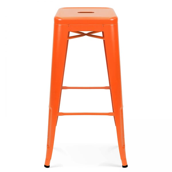 OVIALA - Lot de 4 tabourets de bar en acier orange mat - Indus - large
