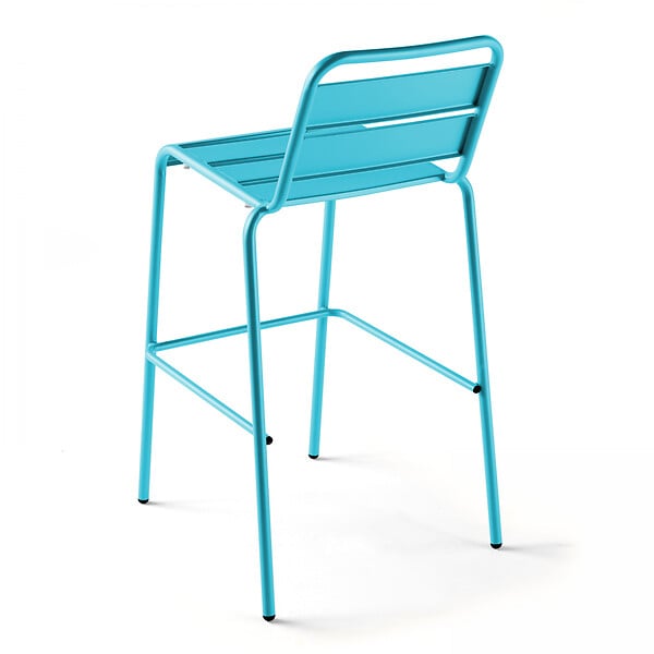 OVIALA - Chaise haute de jardin en métal bleu - Palavas - large
