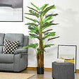 OUTSUNNY - Palmier artificiel H.1,85 m arbre artificiel tronc branches lichen feuilles grand réalisme pot inclus - vignette