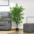 HOMCOM - Arbre artificiel plante artificielle ficus H.1,35 m tronc branches liane lichen feuilles grand réalisme pot inclus - vignette