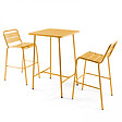 OVIALA - Ensemble table de bar et 2 chaises hautes en métal jaune - Palavas - vignette
