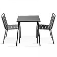 OVIALA - Ensemble table de jardin carrée et 2 chaises acier gris - Palavas - vignette