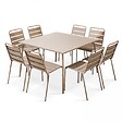 OVIALA - Ensemble table de jardin et 8 chaises en métal taupe - Palavas - vignette