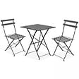 OVIALA - Table de jardin et 2 chaises acier gris - Rome - vignette