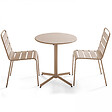 OVIALA - Ensemble table de jardin ronde et 2 chaises métal taupe - Palavas - vignette