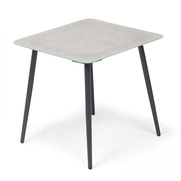 OVIALA - Lot de 2 tables basses de jardin en acier gris - Costa Rica - large