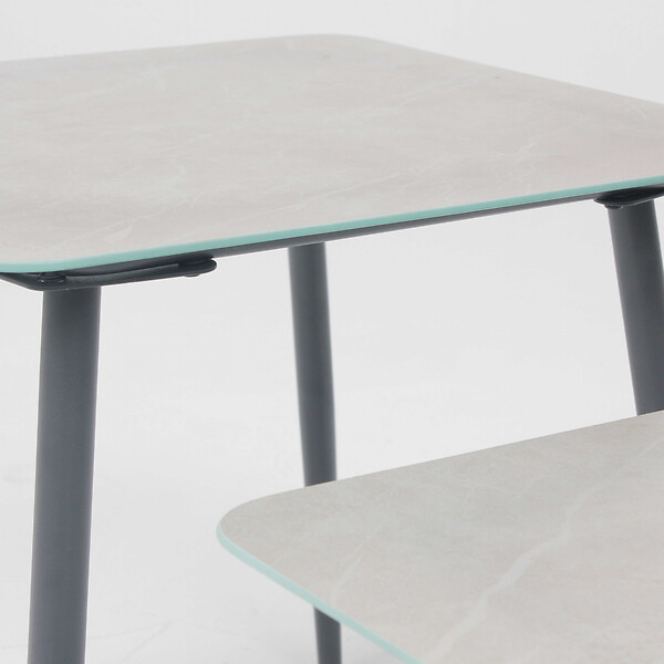 OVIALA - Lot de 2 tables basses de jardin en acier gris - Costa Rica - large