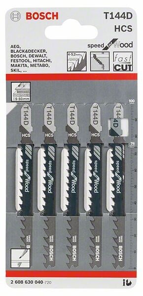 BOSCH - Lames scie sauteuse HCS T144D Speed for Wood - Lot 5 - 100mm - large