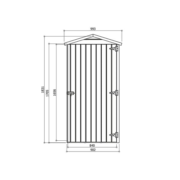 SOLID - Armoire de rangement jardin bois  - L.90xH.183xP.90cm - large