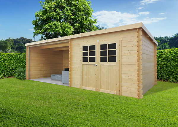 SOLID - Abri de jardin Rohan - Avec terrasse couverte - Bois - 19.82m2 - large