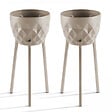 OVIALA - Lot de 2 caches pots en métal Taupe - Palavas - vignette