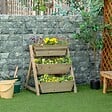 OUTSUNNY - Jardinière sur pieds carré potager 3 étages dim. 71L x 61l x 77H cm inserts d'irrigation feutre de drainage bois sapin autoclave - vignette