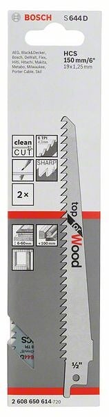 BOSCH - Lot de 2 lames scie sabre HCS bois 150mm - S644D - large