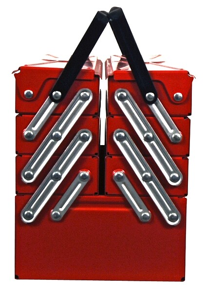 P.HENRY - Boîte à outils dépliante métal 47-3 rouge - 7 compartiments - large