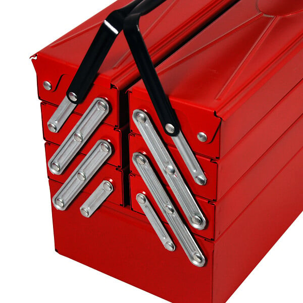 P.HENRY - Boîte à outils dépliante métal 47-3 rouge - 7 compartiments - large