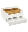 5 FIVE SIMPLY SMART - Organiseur Rangement maquillage 1 Tiroir 9 compartiments Blanc et Bambou - vignette