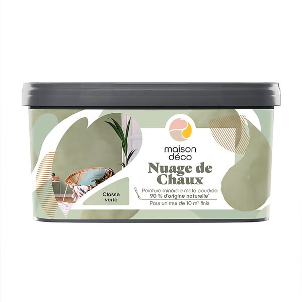 MAISON DECO - Peinture effet chaux - Nuage de Chaux 2L - Vert Mat - large