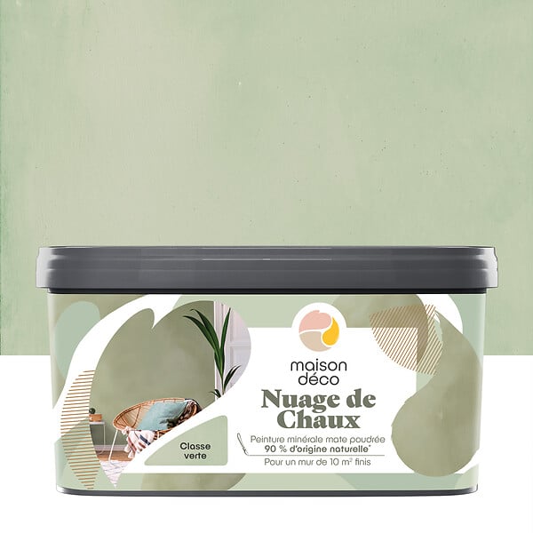 MAISON DECO - Peinture effet chaux - Nuage de Chaux 2L - Vert Mat - large