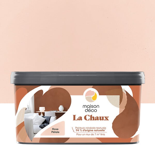 MAISON DECO - Peinture décorative chaux - La Chaux - Rose Pétale - 2,5L - large
